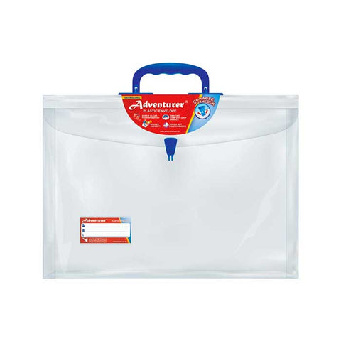 Adventurer Plastic Expanding Envelope Long Clear w/handle Push Lock E11LWH