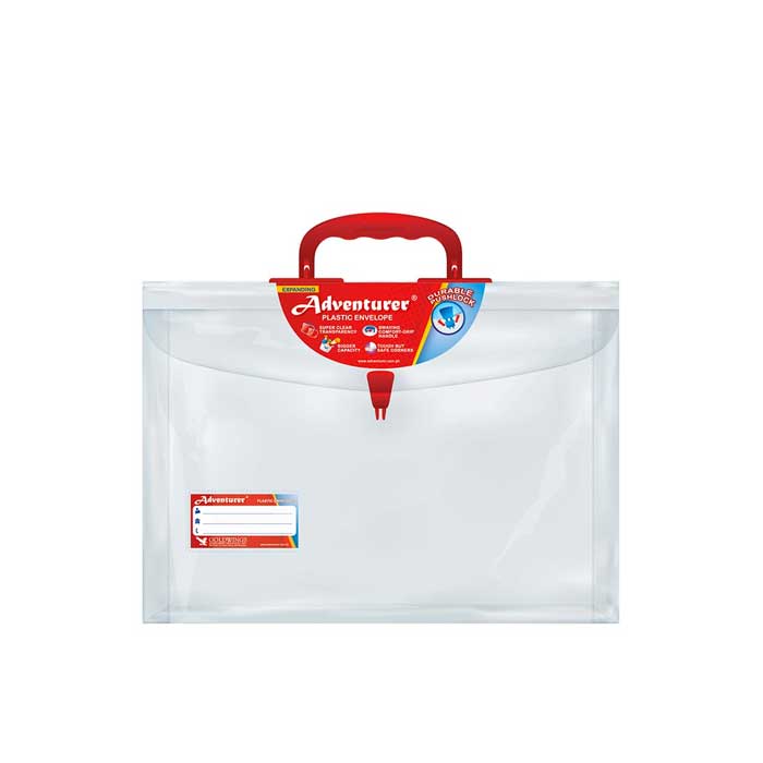 Adventurer Plastic Expanding Envelope Short Clear w/handle Push Lock E ...