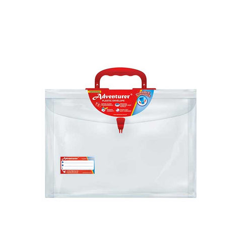 Adventurer Plastic Expanding Envelope Short Clear w/handle Push Lock E11SWH