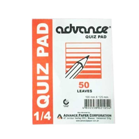 Advance Quiz Pad 1/4
