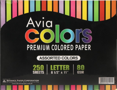 Avia brand 80gsm thick Advance Colored Paper-250 sheets-Asstd Colors