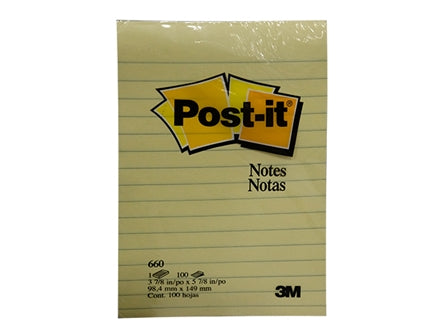 3M Post-it Note 660 100's Yellow 4 x 6